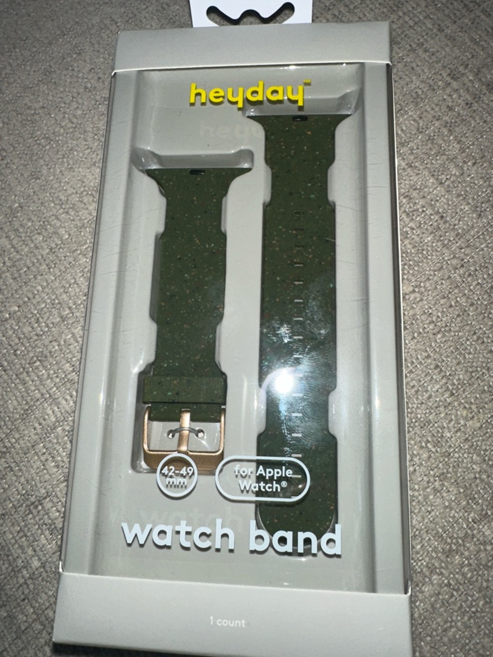 heyday Olive Green Fleck Apple Watch Band with Rose Gold Buckle